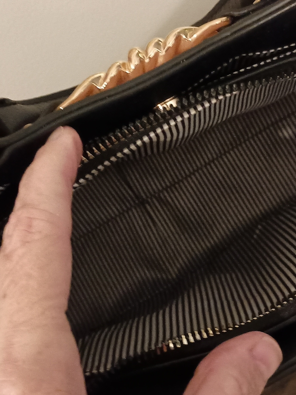 Structured Two-Tone Beige and Black Women’s Satchel - Picture 8 of 10
